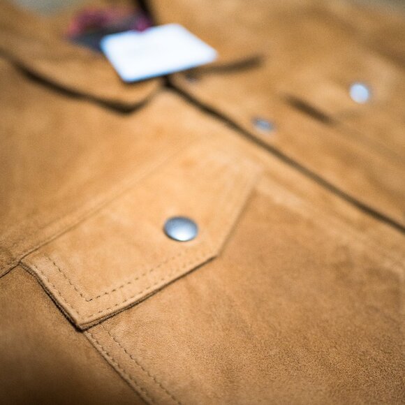 Mens Iron & Resin Ojai Goat Suede Jacket Cognac Brown XL NWT Flannel Lined - Picture 10 of 10